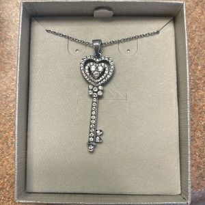 Diamond key lock necklace